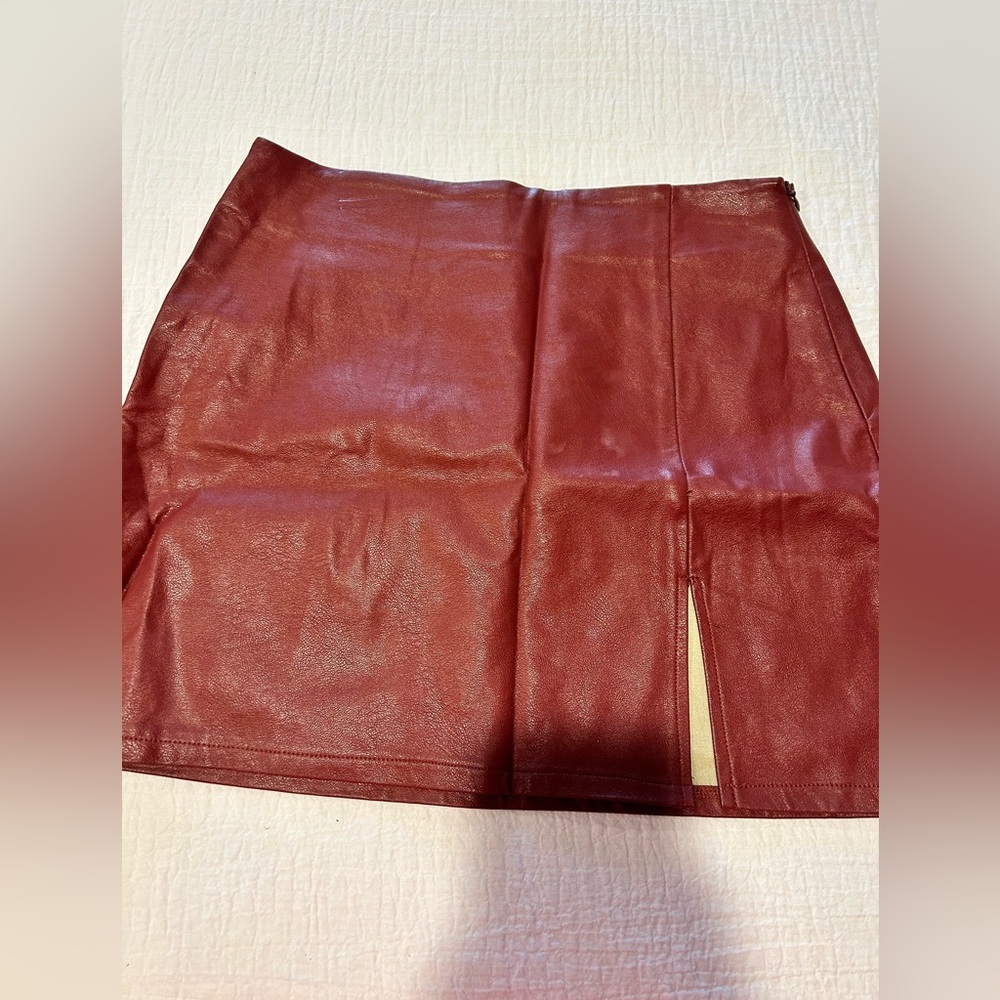 Maroon Leather Skirt